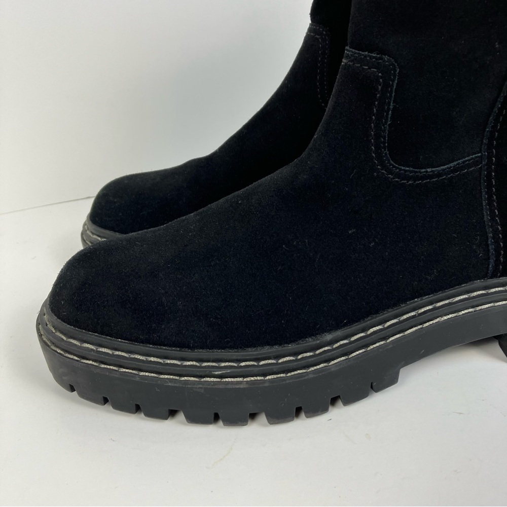 Splendid Alexxi Suede Moto Style Lug Sole Boots Black Zip Closure Sz 8.5 - Picture 6 of 16